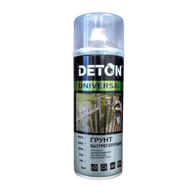 Deton 丙烯酸底漆 DETON UNIVERSAL - 灰色，快干，气雾剂 520 毫升 DTN-A07642 图片 – 阿斯塔纳 | carpaint.kz